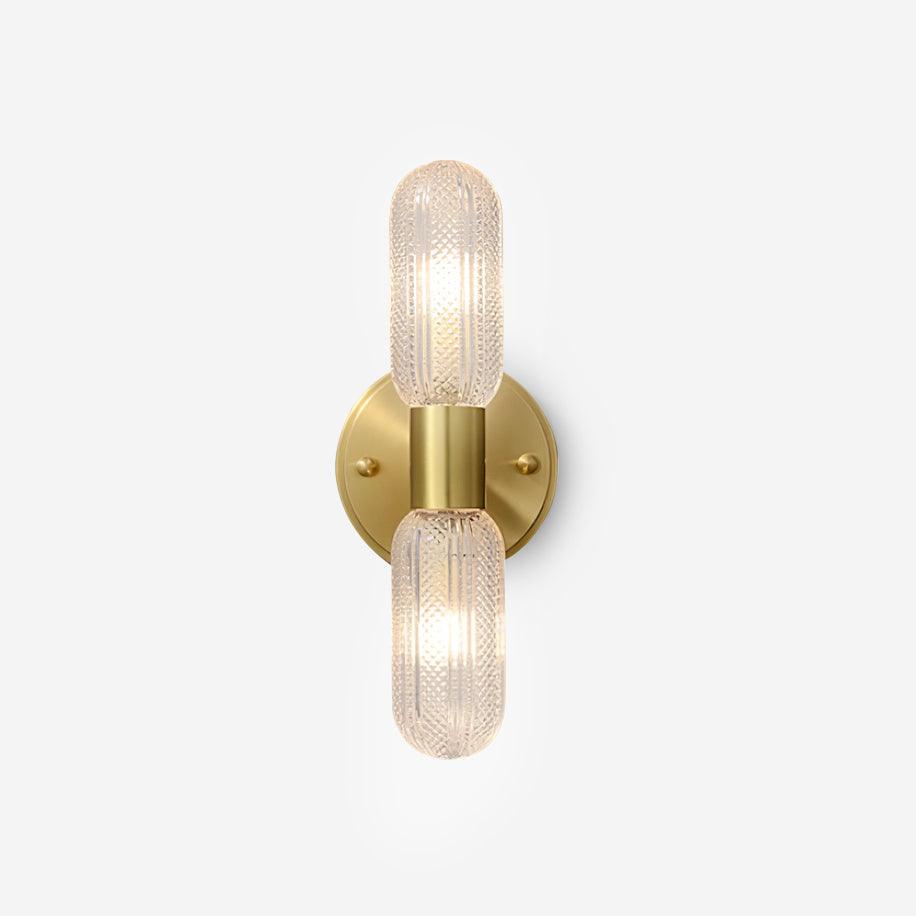 Eira aplique de pared con dos luces en latón y vidrio texturizado