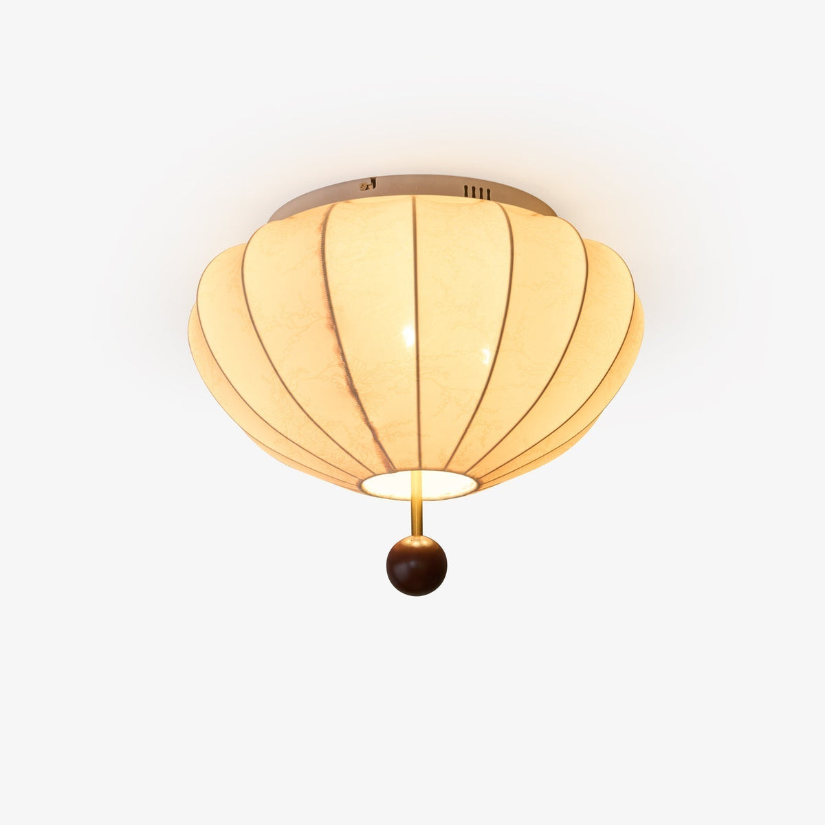 Rinelora lámpara de techo de madera y tejido con forma de farol