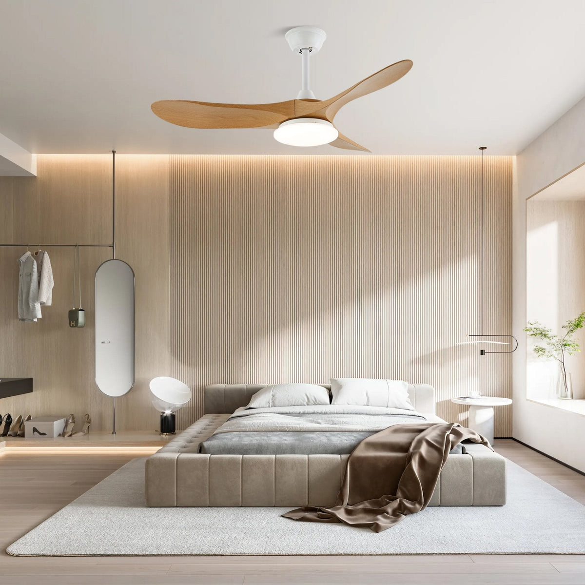 Ventilador de Techo Moderno Velix de Madera con Luz