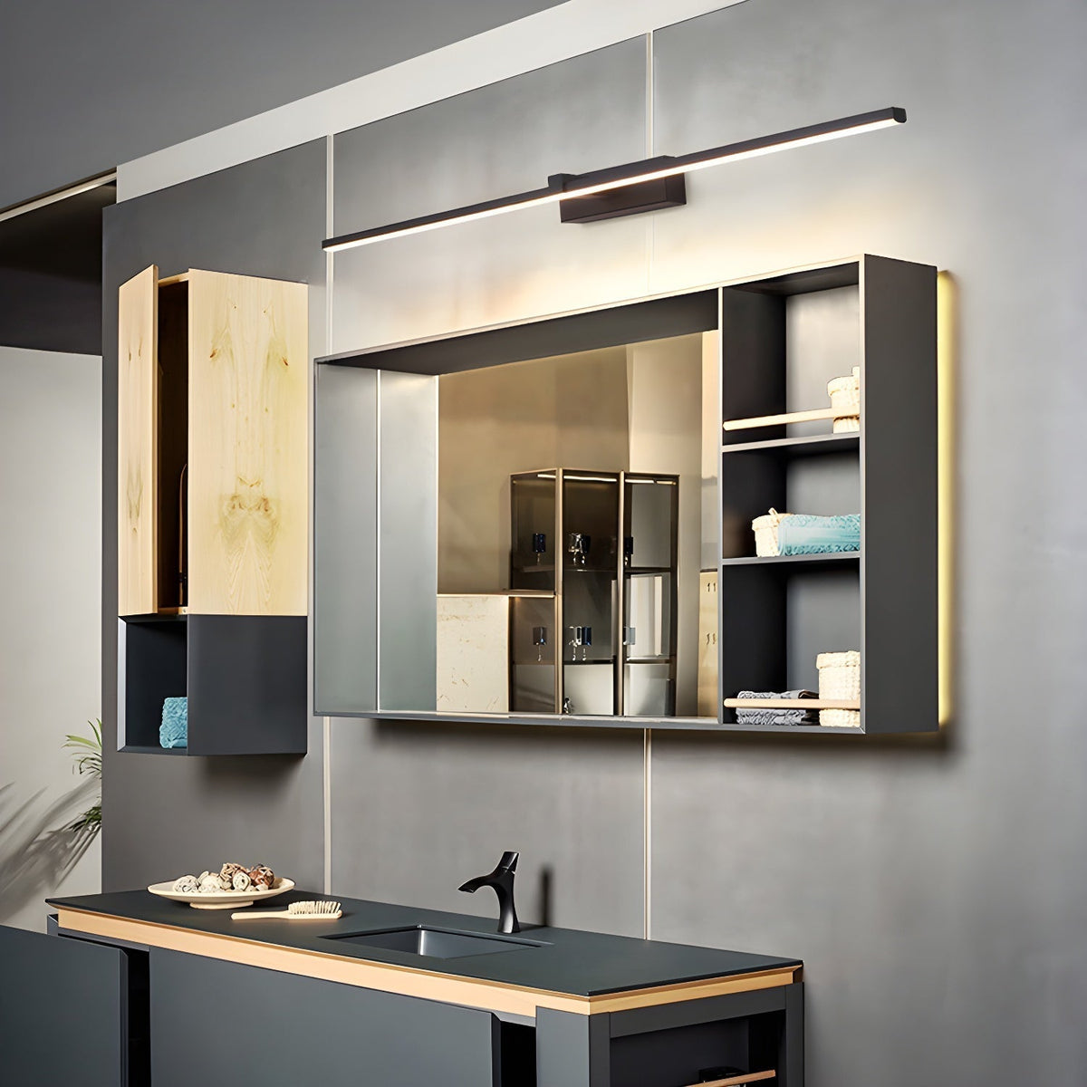 Yume aplique de pared lineal moderno minimalista con espejo