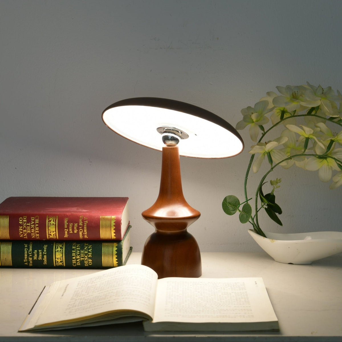 Orbis lámpara de mesa vintage de madera