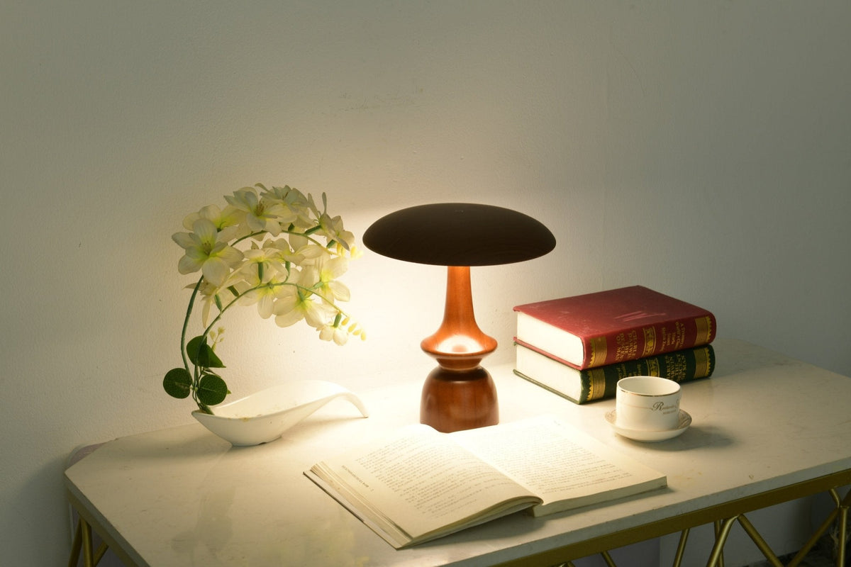 Orbis lámpara de mesa vintage de madera