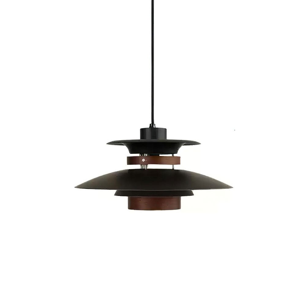 Xyla lámpara colgante de madera con pantalla superpuesta nórdica para comedor