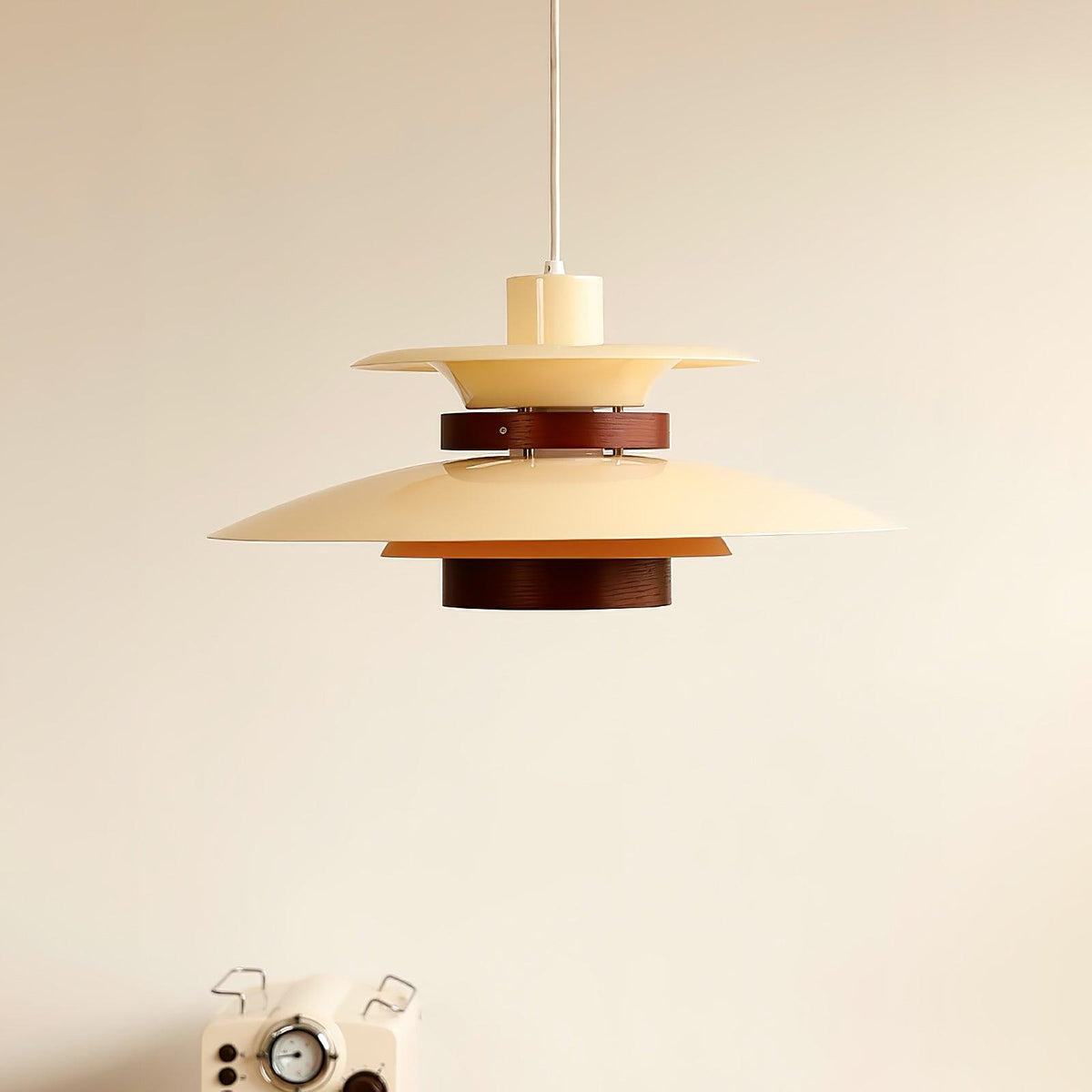 Xyla lámpara colgante de madera con pantalla superpuesta nórdica para comedor