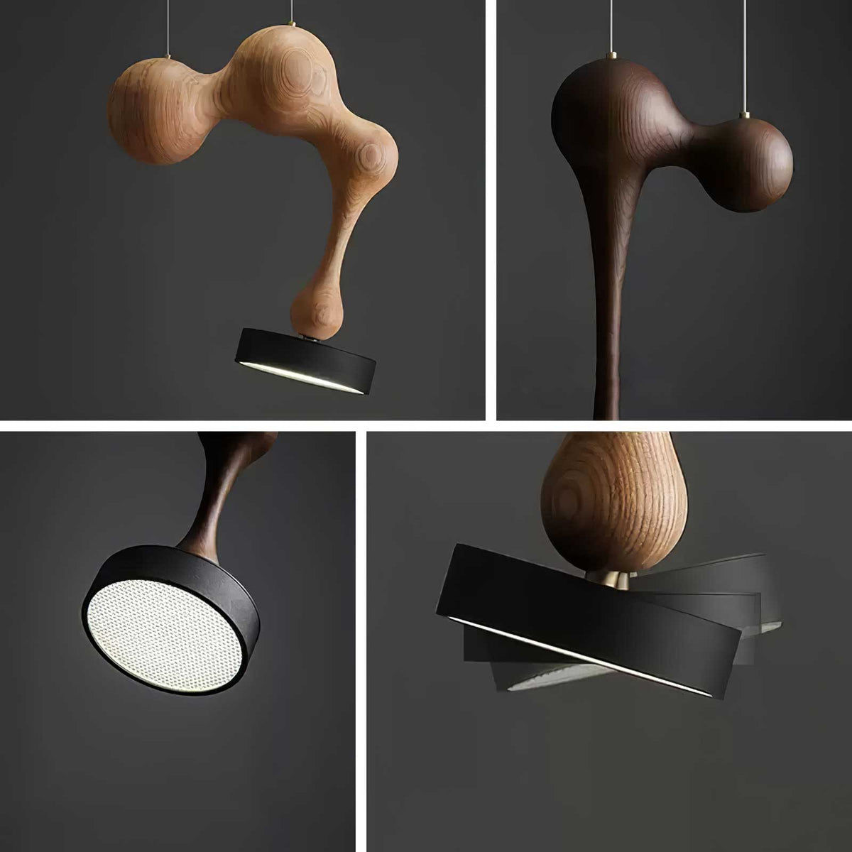 Drovia lámpara colgante rústica de madera de nogal