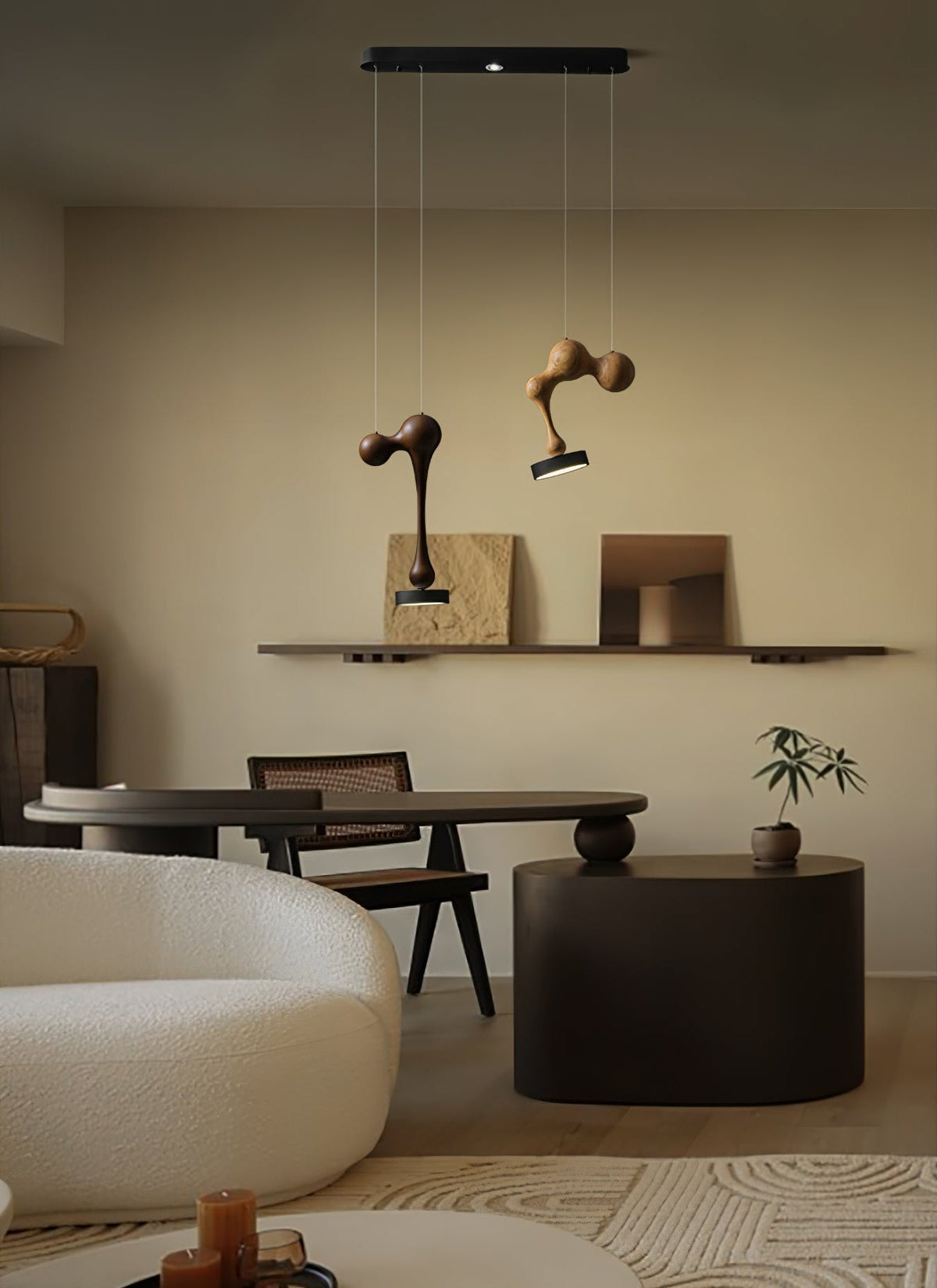 Drovia lámpara colgante rústica de madera de nogal