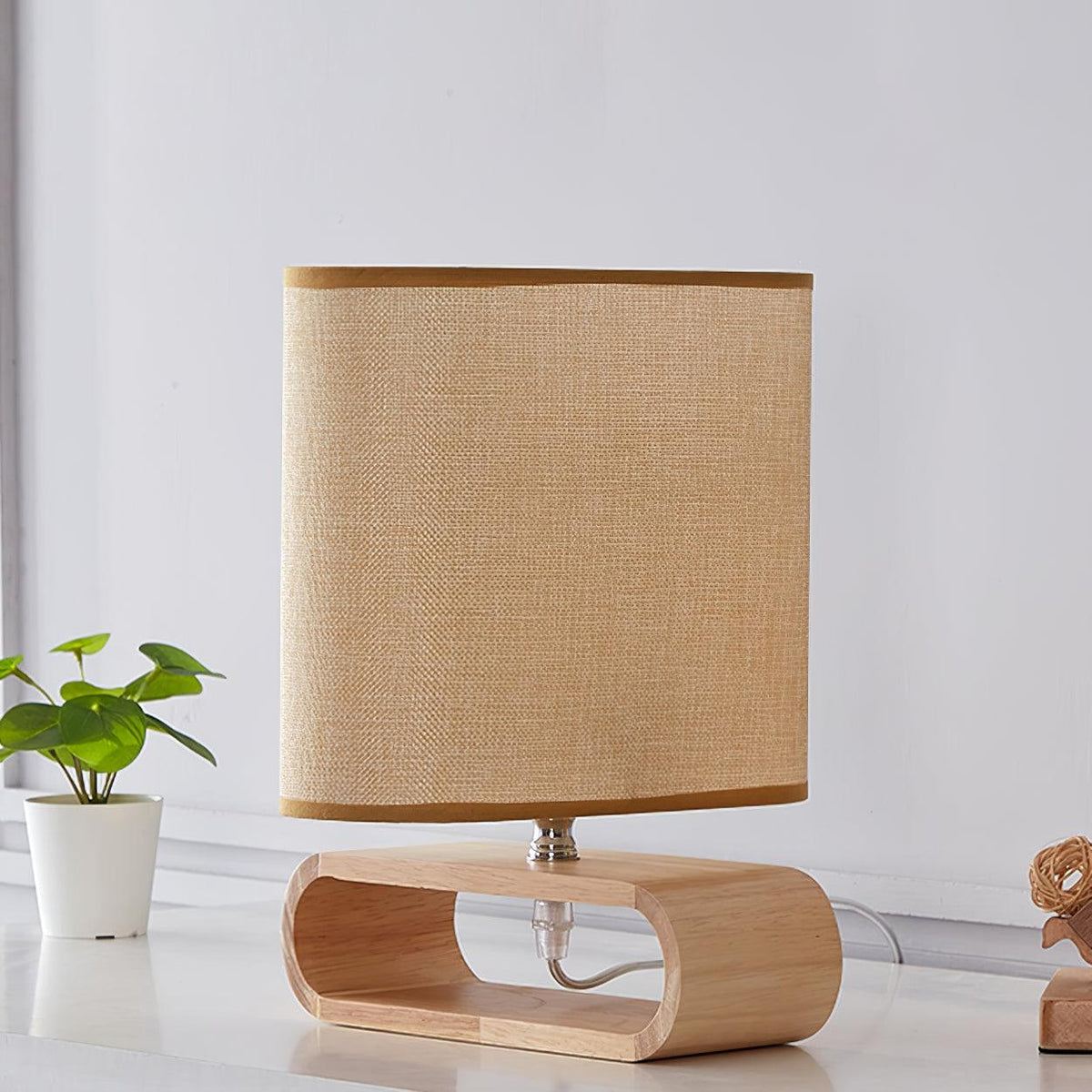 Loop lámpara de mesa rústica de madera