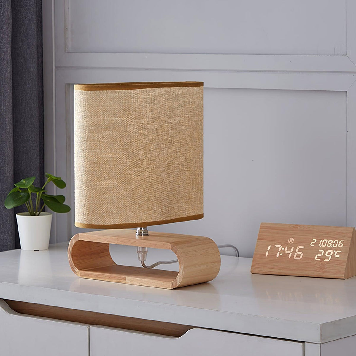 Loop lámpara de mesa rústica de madera