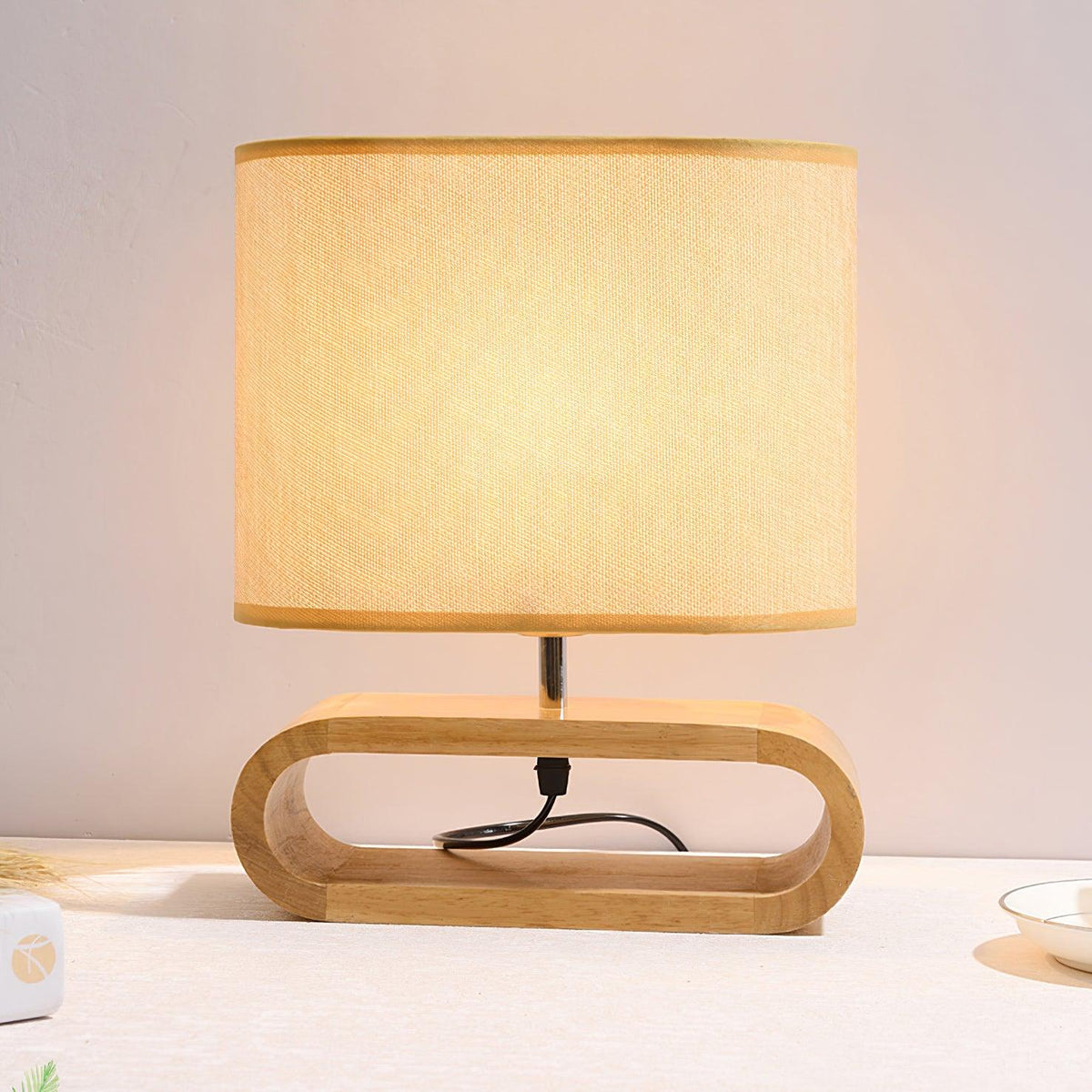 Loop lámpara de mesa rústica de madera