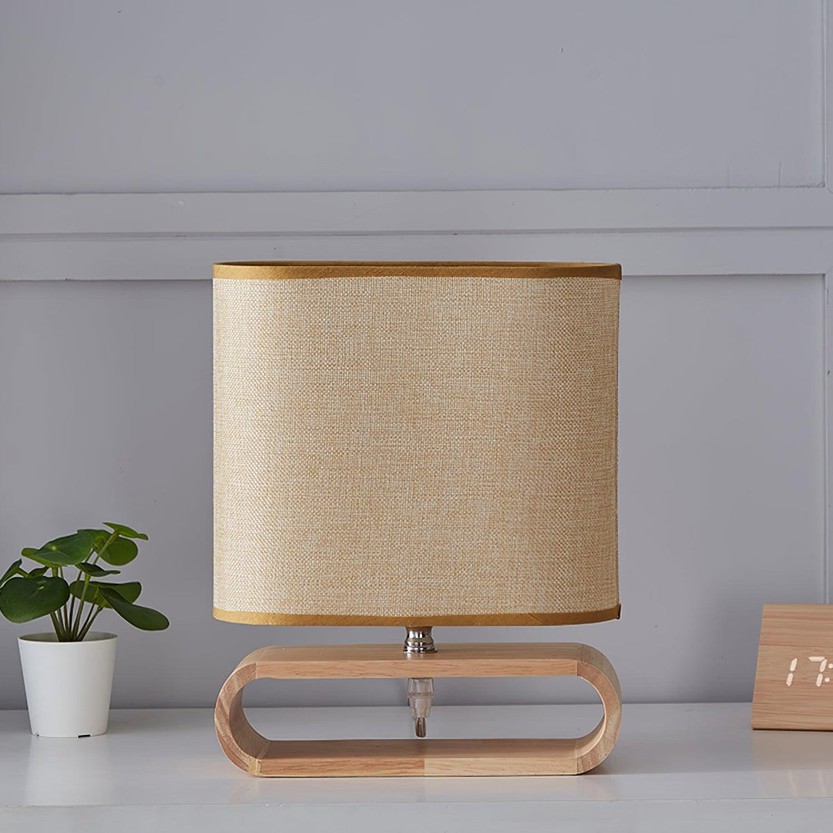Loop lámpara de mesa rústica de madera