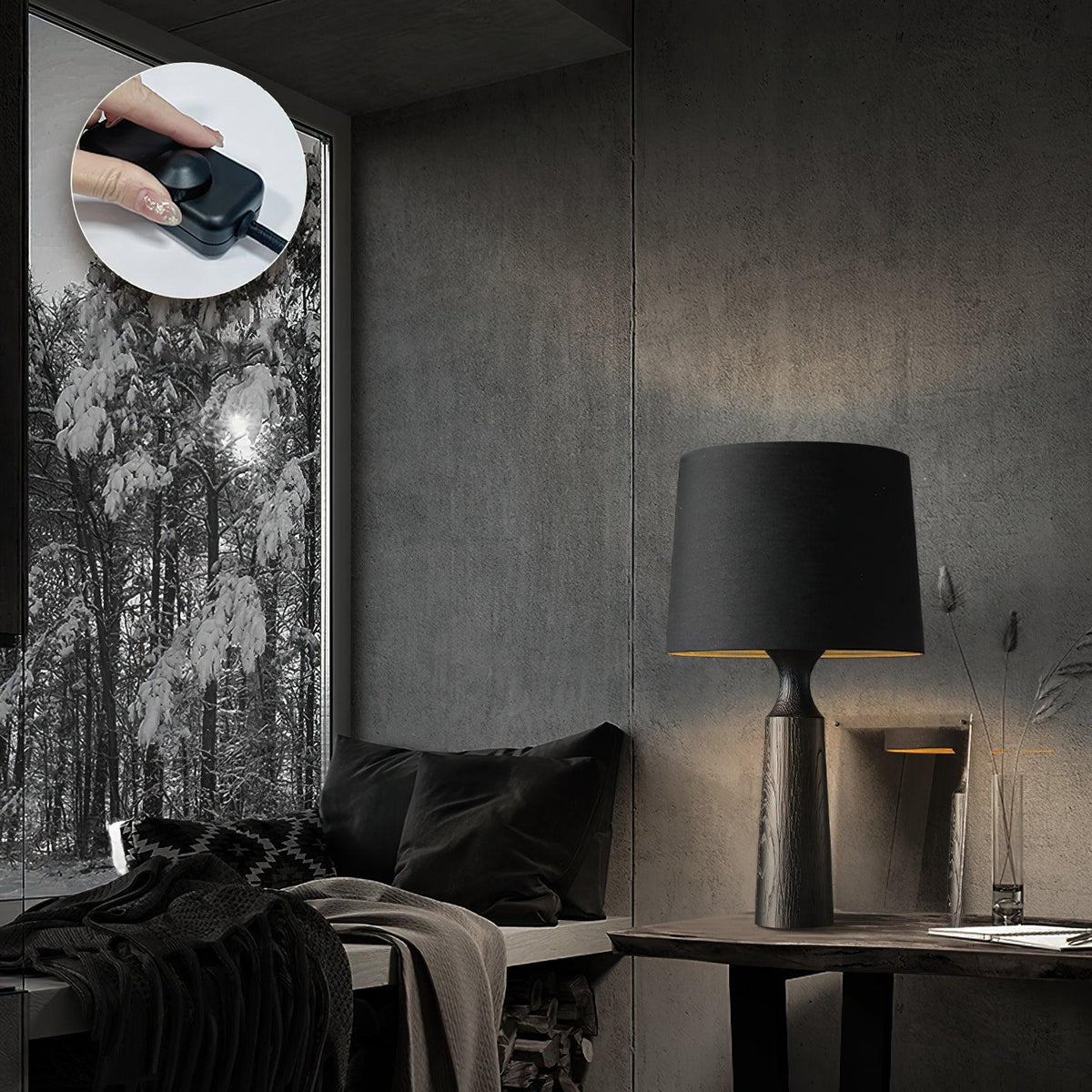 Harry lámpara de mesa contemporánea de madera