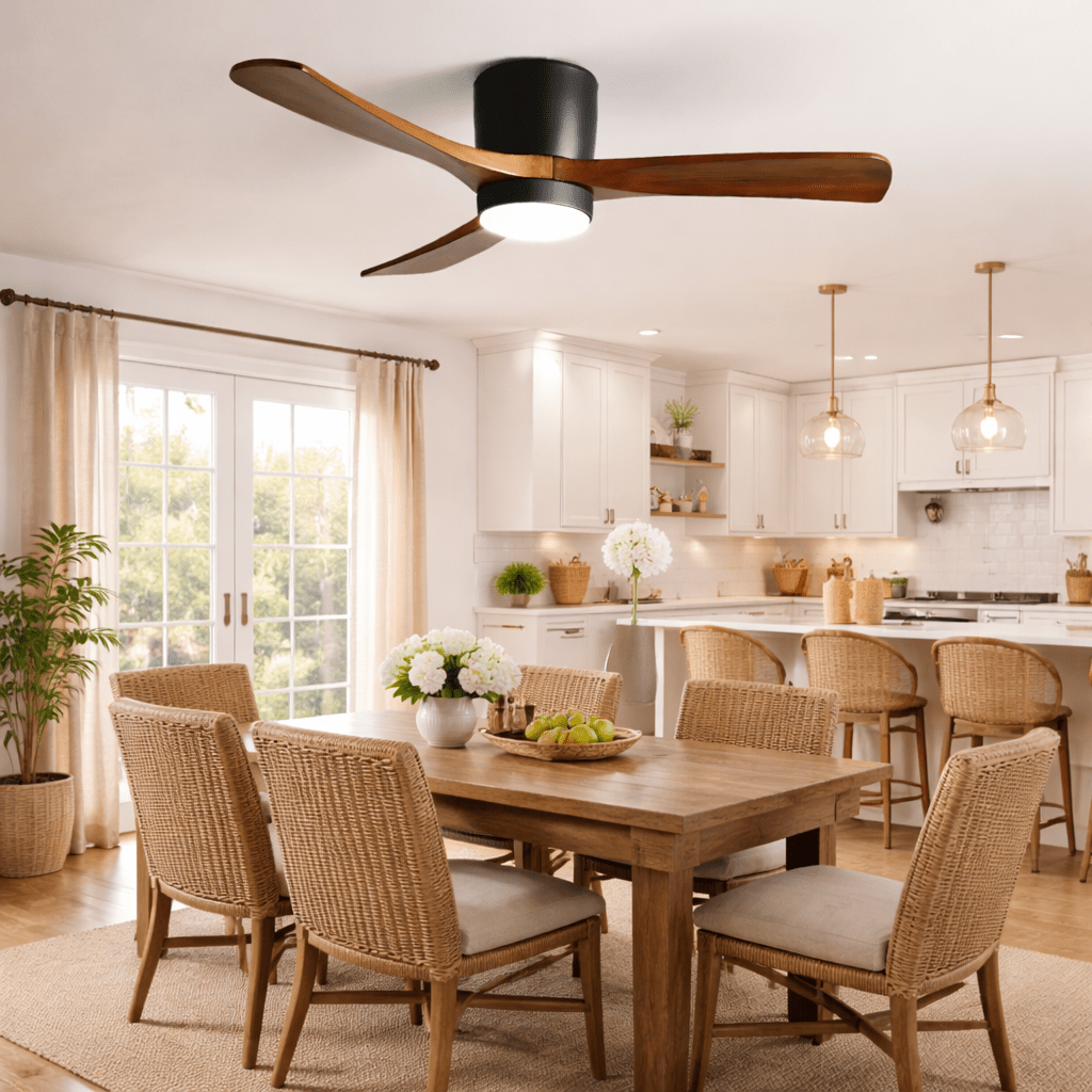 Ventilador de Techo con Luz Ezra Nórdico de Madera