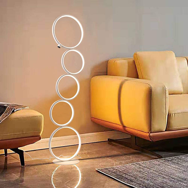 Mira Moderna Geométrico Metal/Silicio LED Lámpara de Pie Negra/Blanca