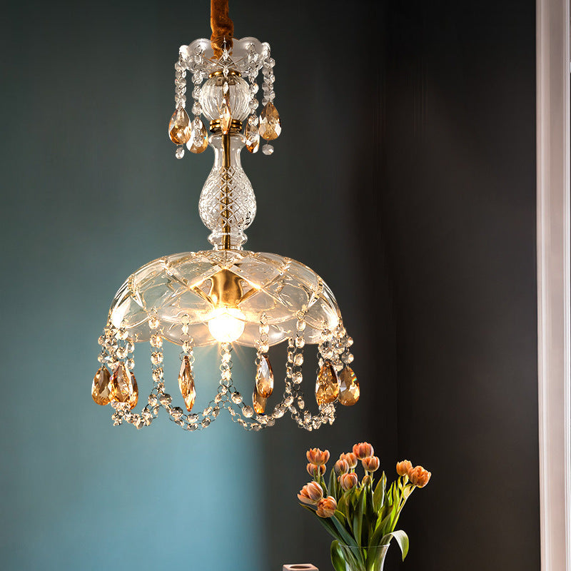 Kristy Retro LED Cristal Redondo Lámpara colgante Oro Vidrio Salón/Bar
