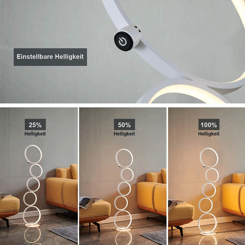 Mira Moderna Geométrico Metal/Silicio LED Lámpara de Pie Negra/Blanca