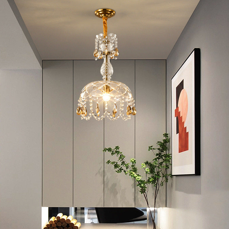 Kristy Retro LED Cristal Redondo Lámpara colgante Oro Vidrio Salón/Bar
