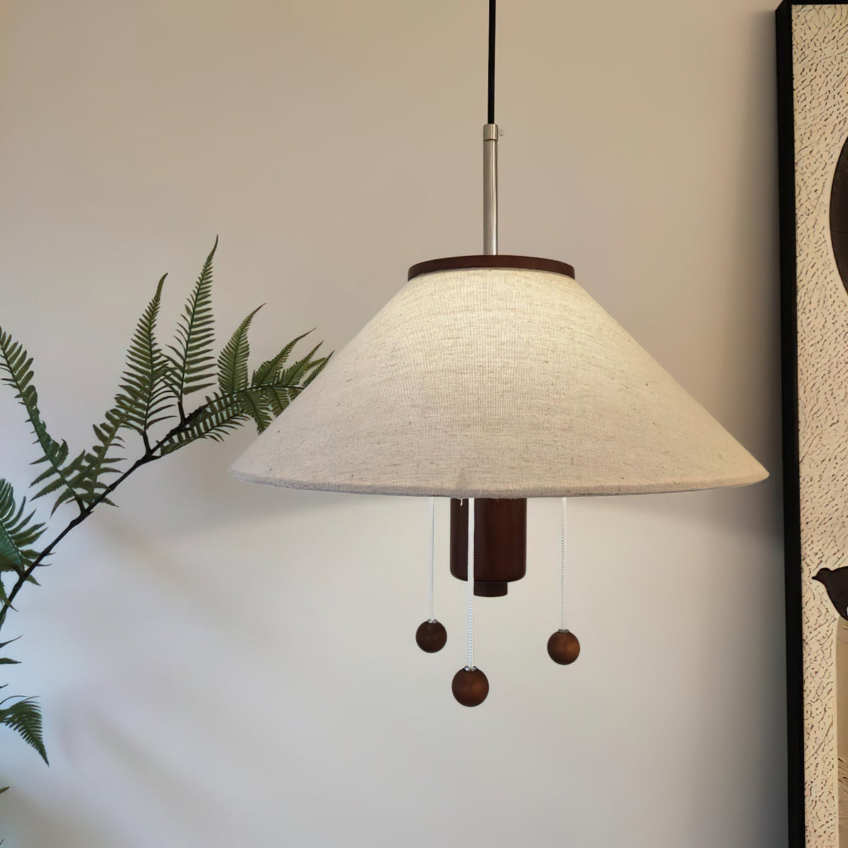 Zathee lámpara colgante nórdica de madera y tejido Art de estilo clásico