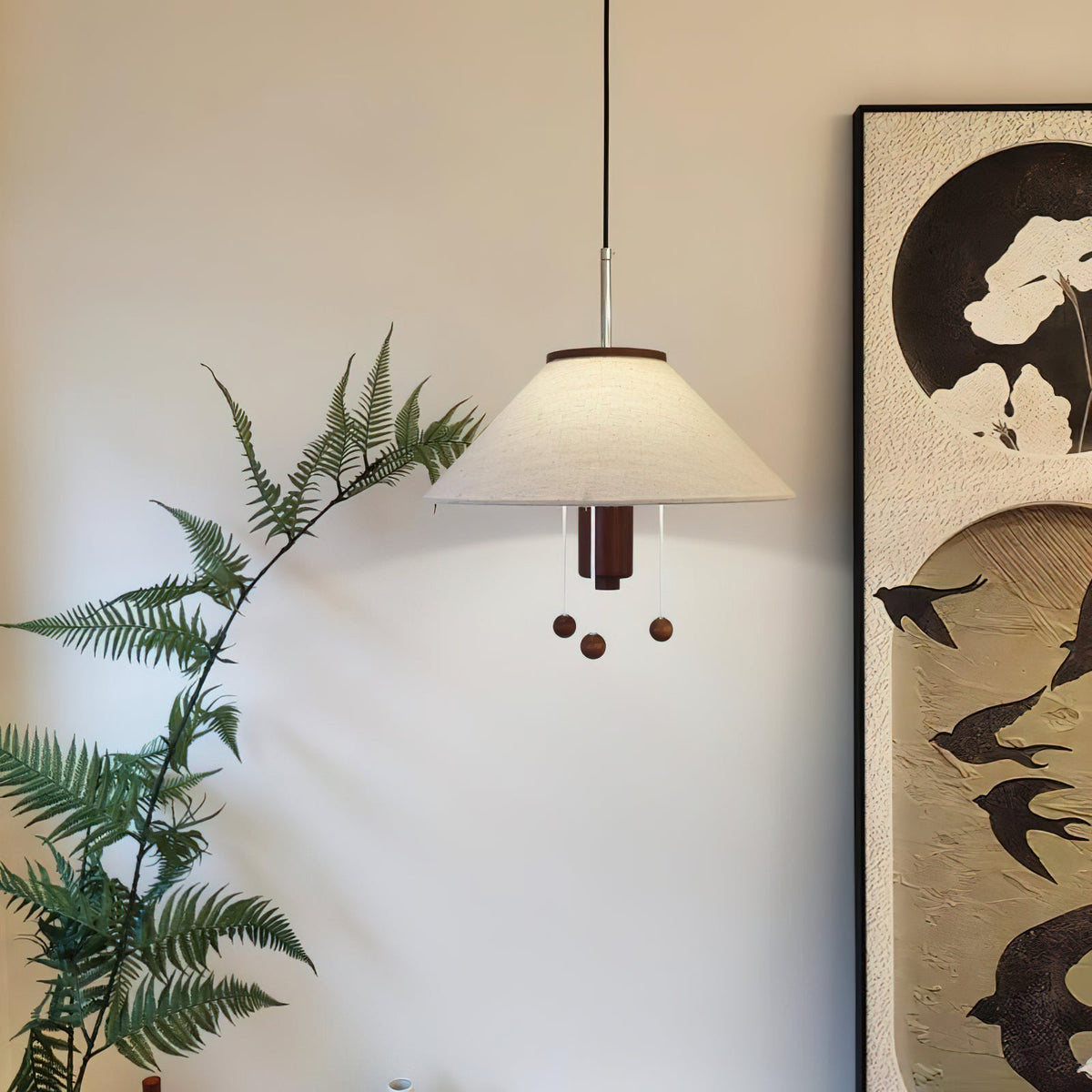 Zathee lámpara colgante nórdica de madera y tejido Art de estilo clásico