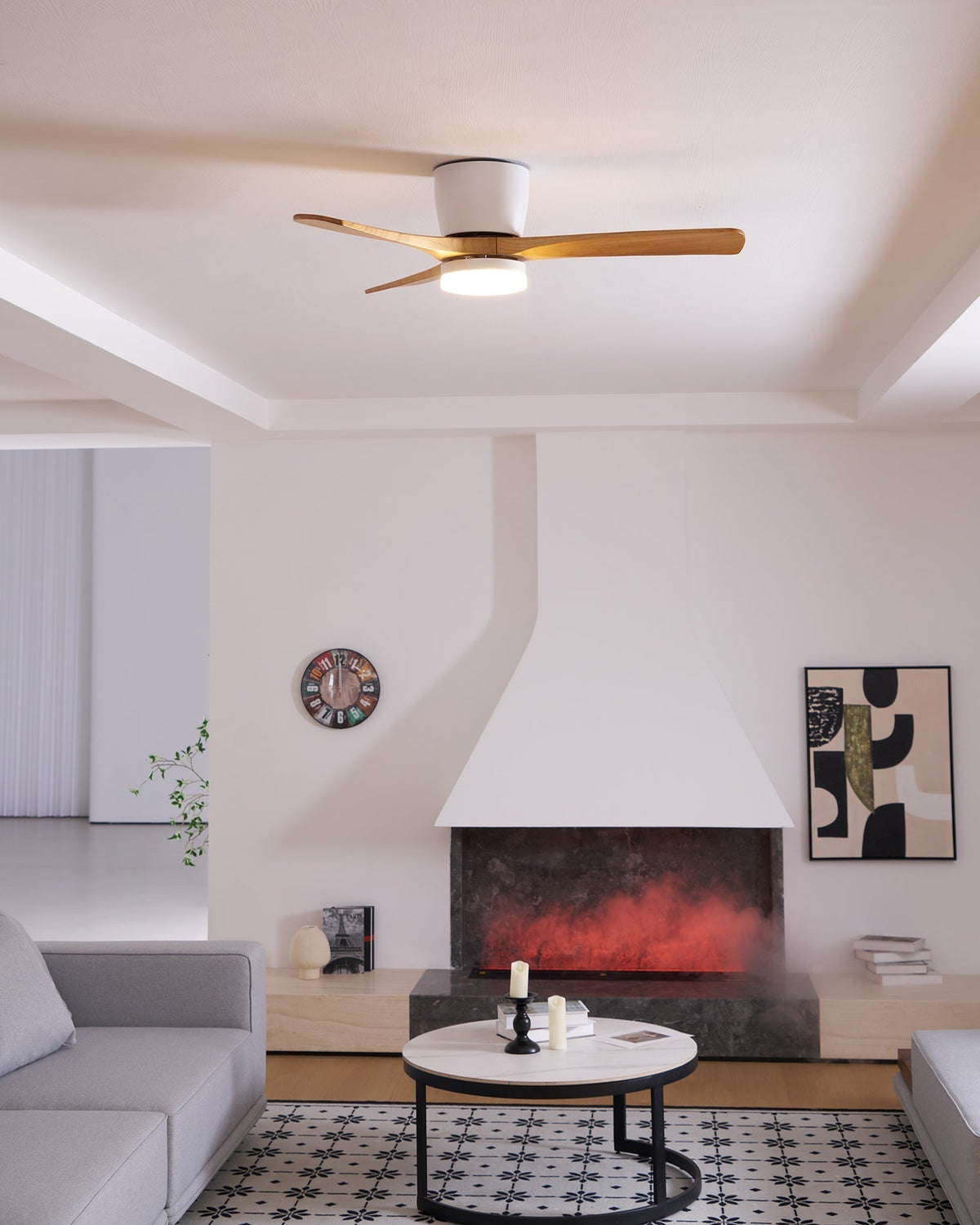 Ventilador de Techo con Luz Ezra Nórdico de Madera