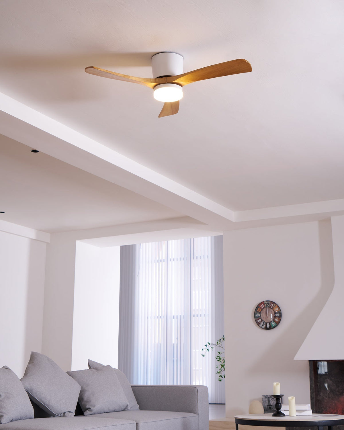 Ventilador de Techo con Luz Ezra Nórdico de Madera