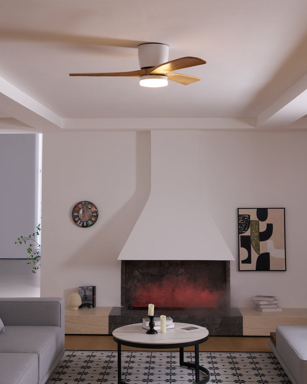 Ventilador de Techo con Luz Ezra Nórdico de Madera