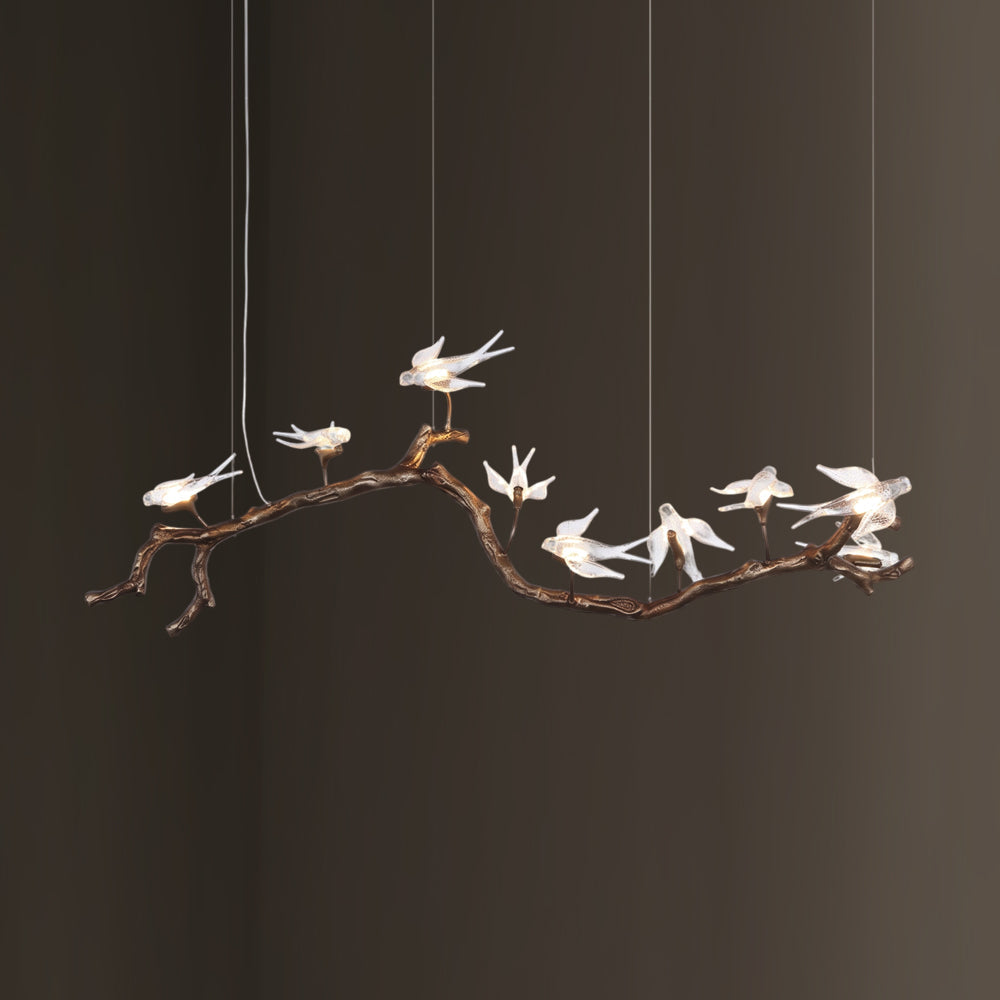 Dovemere Lámpara de Araña Lineal de Ramas y Pájaros