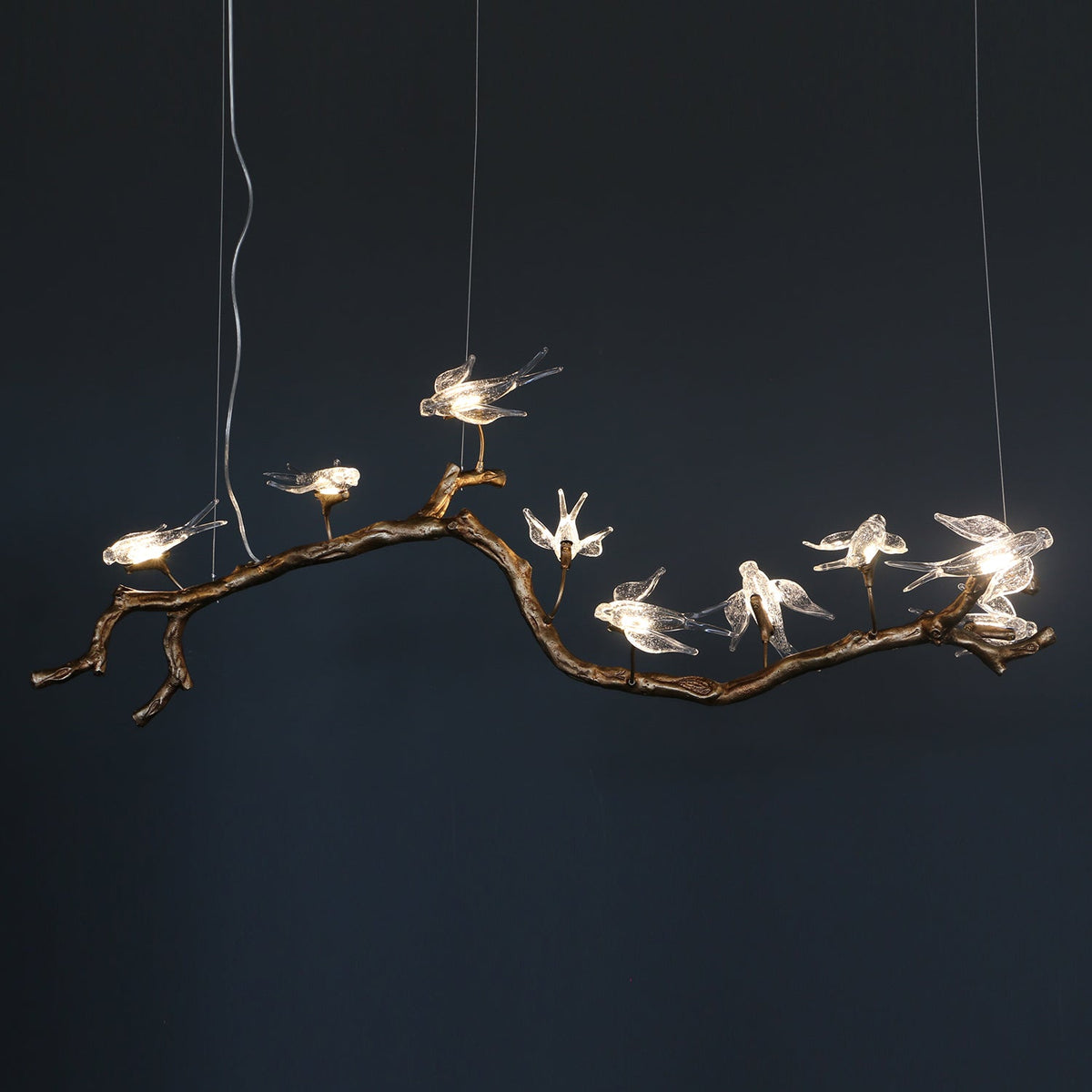 Dovemere Lámpara de Araña Lineal de Ramas y Pájaros