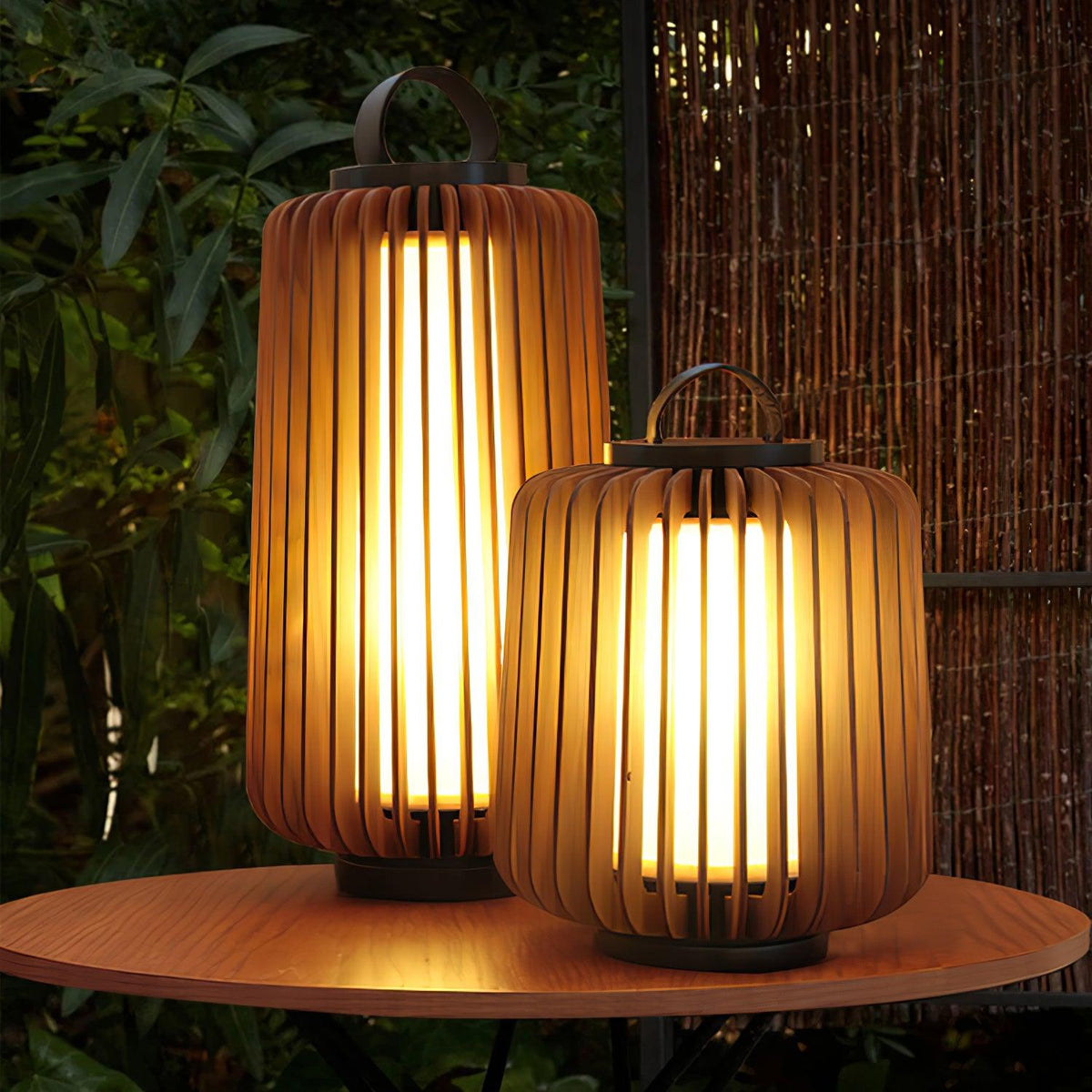 Slat luminaria exterior de mesa