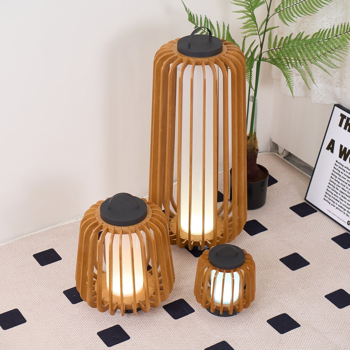 Slat luminaria exterior de mesa