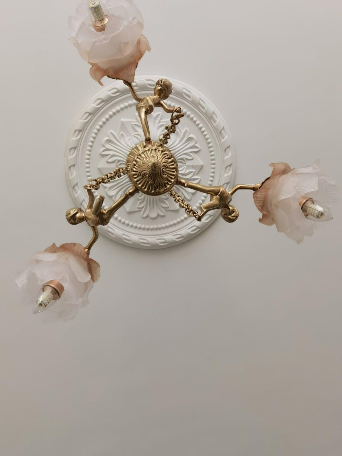 Solisira lámpara de araña de latón colgante floral vintage