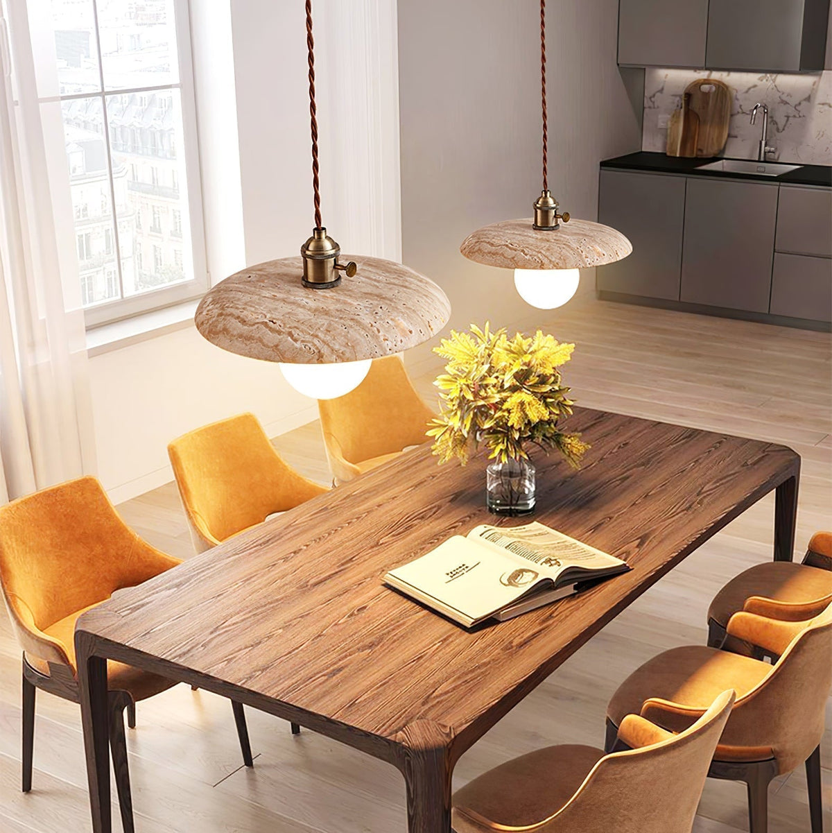 Tavaora lámpara colgante minimalista en travertino