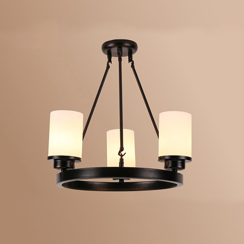 Silva Vintage Redonda Metal/Vidrio Lámpara Colgante Negra