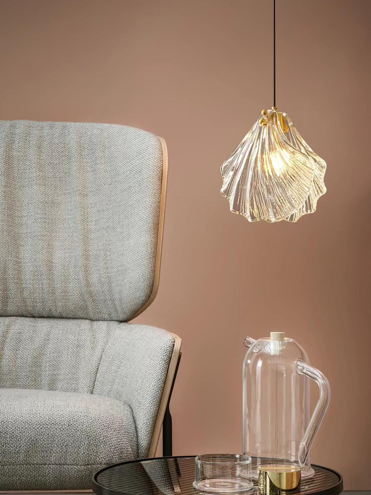 Veda lámpara colgante de vidrio con caparazón artístico y elegante
