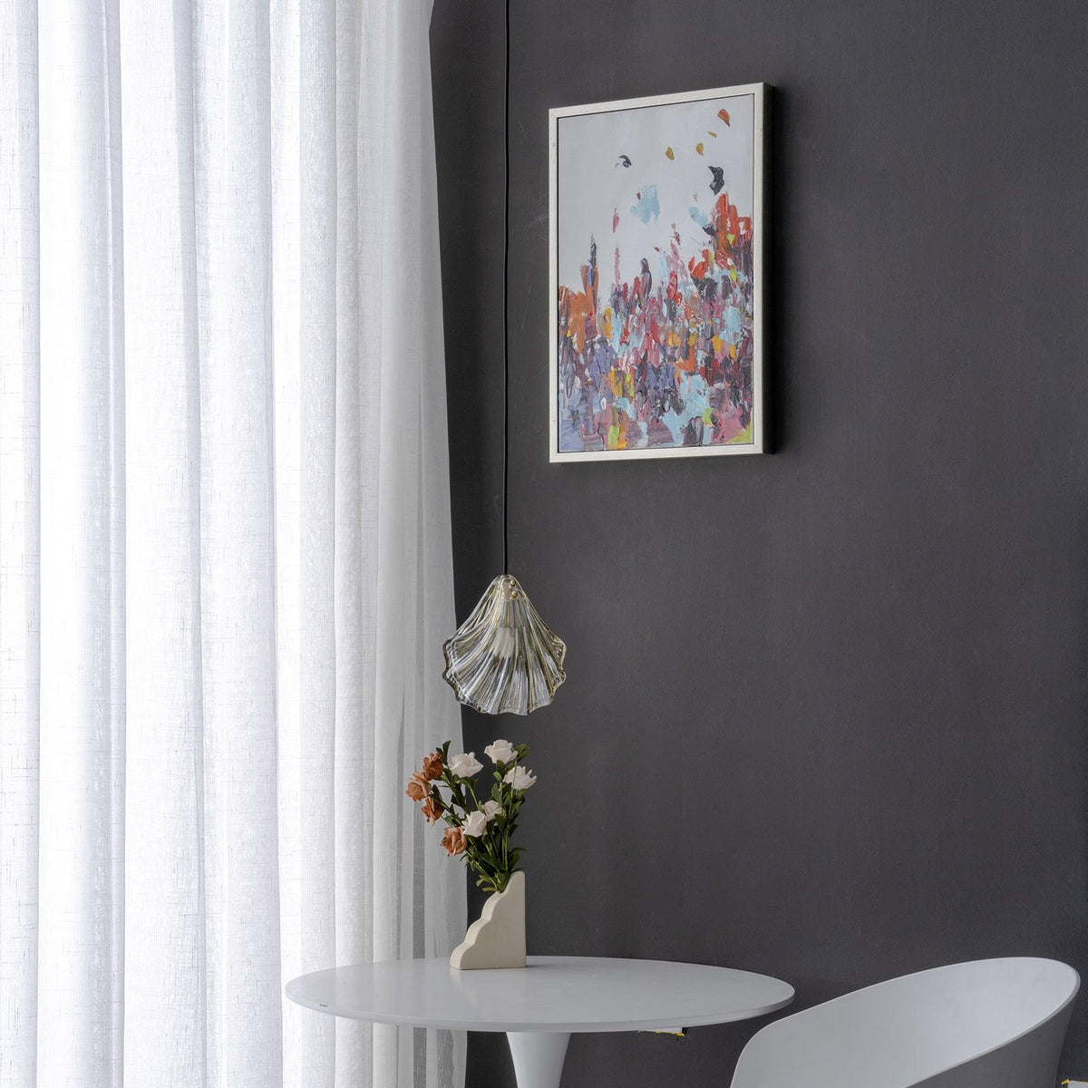 Veda lámpara colgante de vidrio con caparazón artístico y elegante