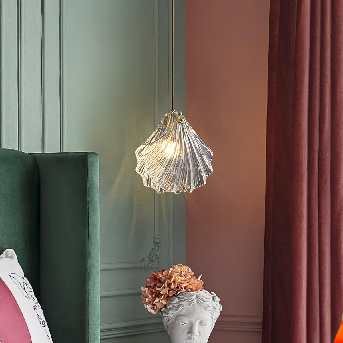 Veda lámpara colgante de vidrio con caparazón artístico y elegante