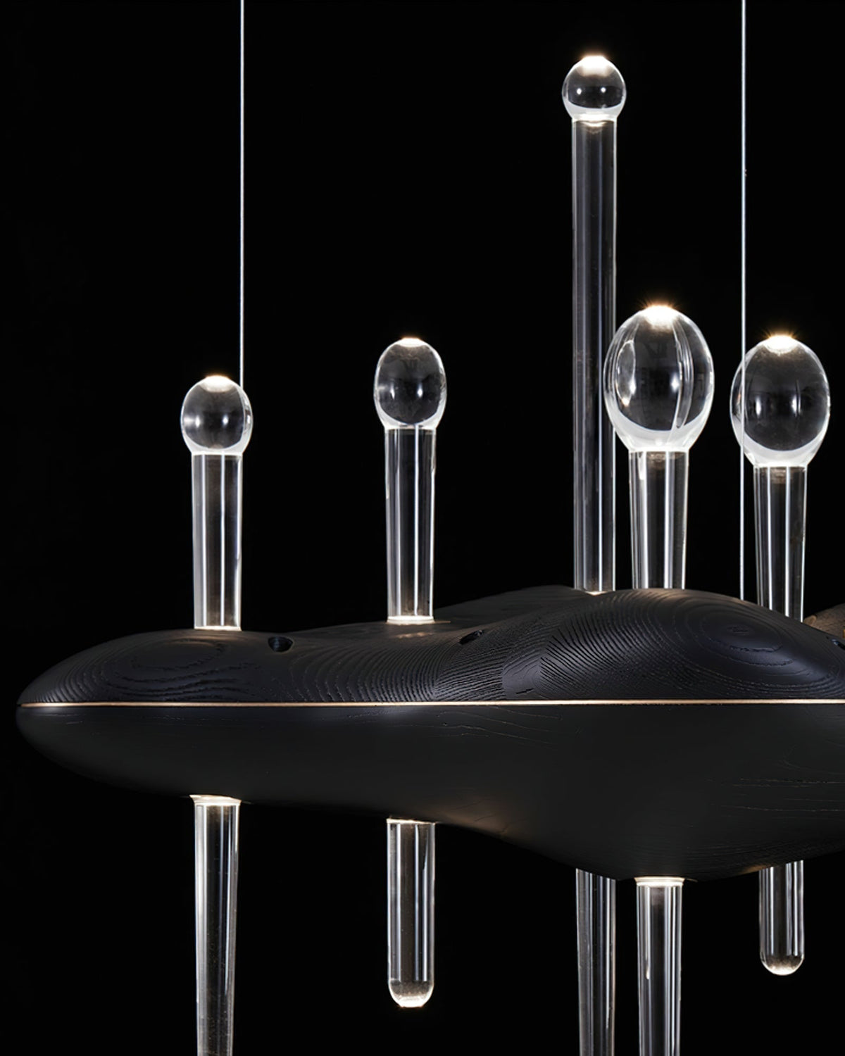 Umare lámpara colgante Whimsical de vidrio y madera