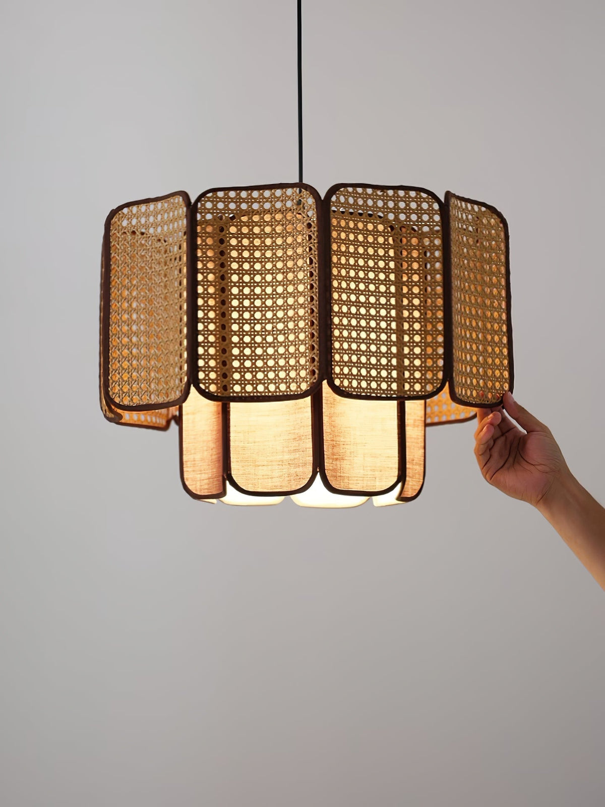 Cane lámpara colgante vintage de tejido