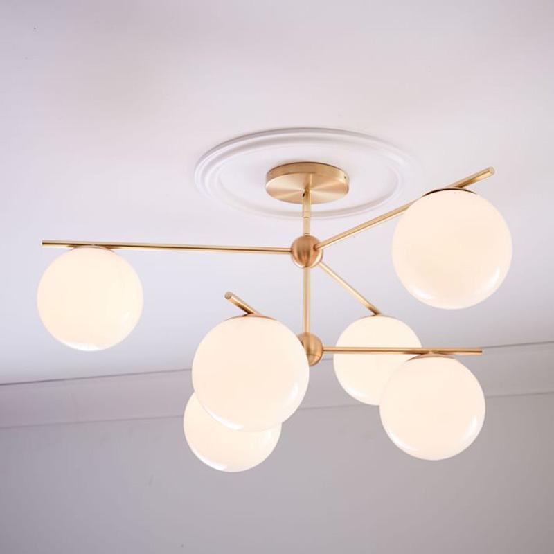 Casoella lámpara de araña esfera y tallo moderna dorada LED