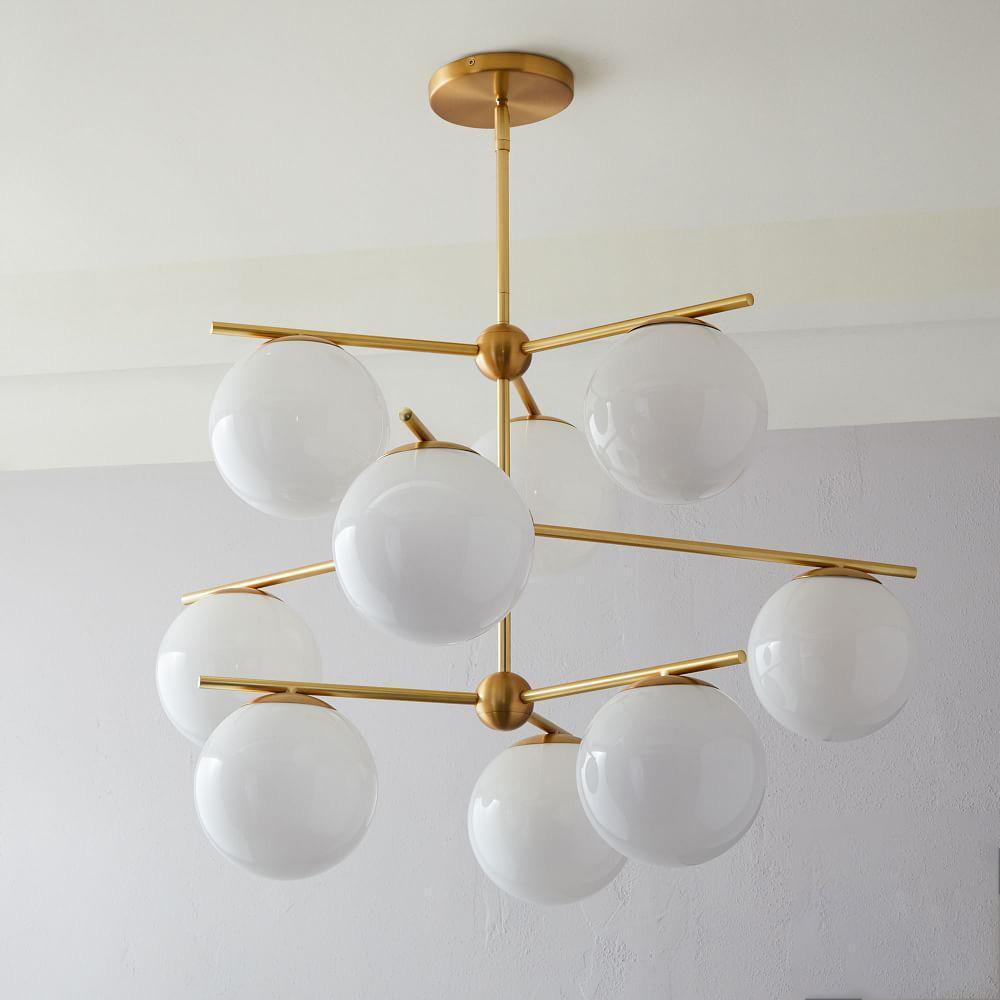 Casoella lámpara de araña esfera y tallo moderna dorada LED