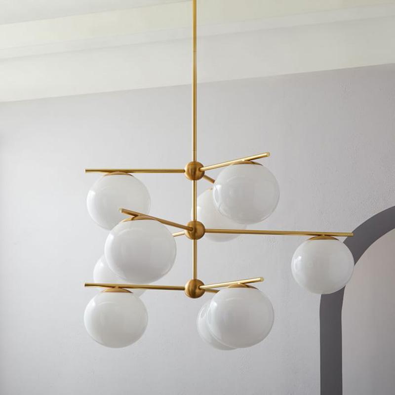Casoella lámpara de araña esfera y tallo moderna dorada LED
