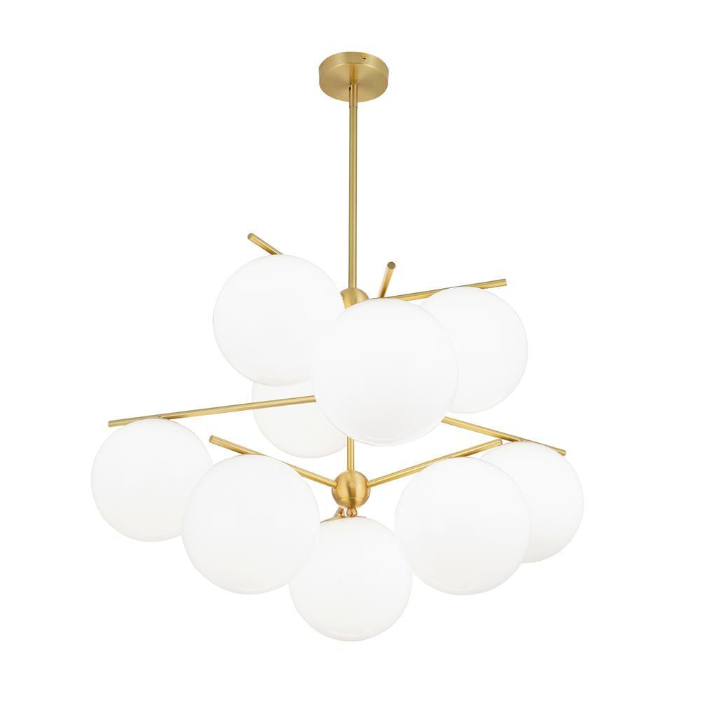 Casoella lámpara de araña esfera y tallo moderna dorada LED