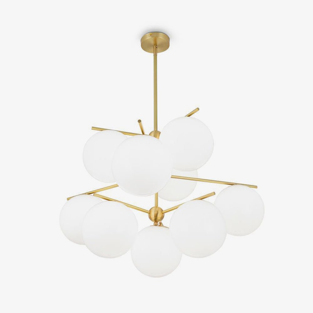 Casoella lámpara de araña esfera y tallo moderna dorada LED