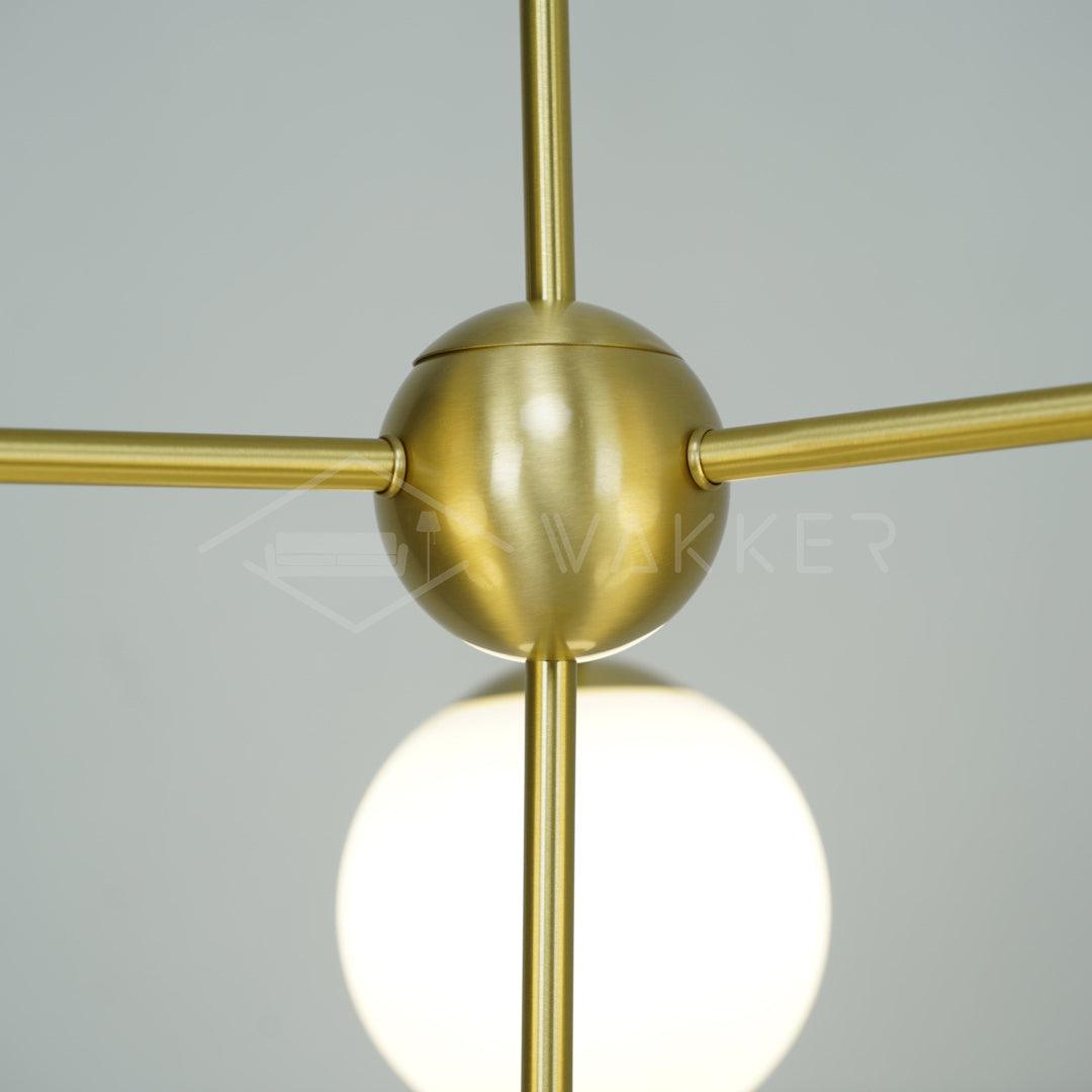 Casoella lámpara de araña esfera y tallo moderna dorada LED