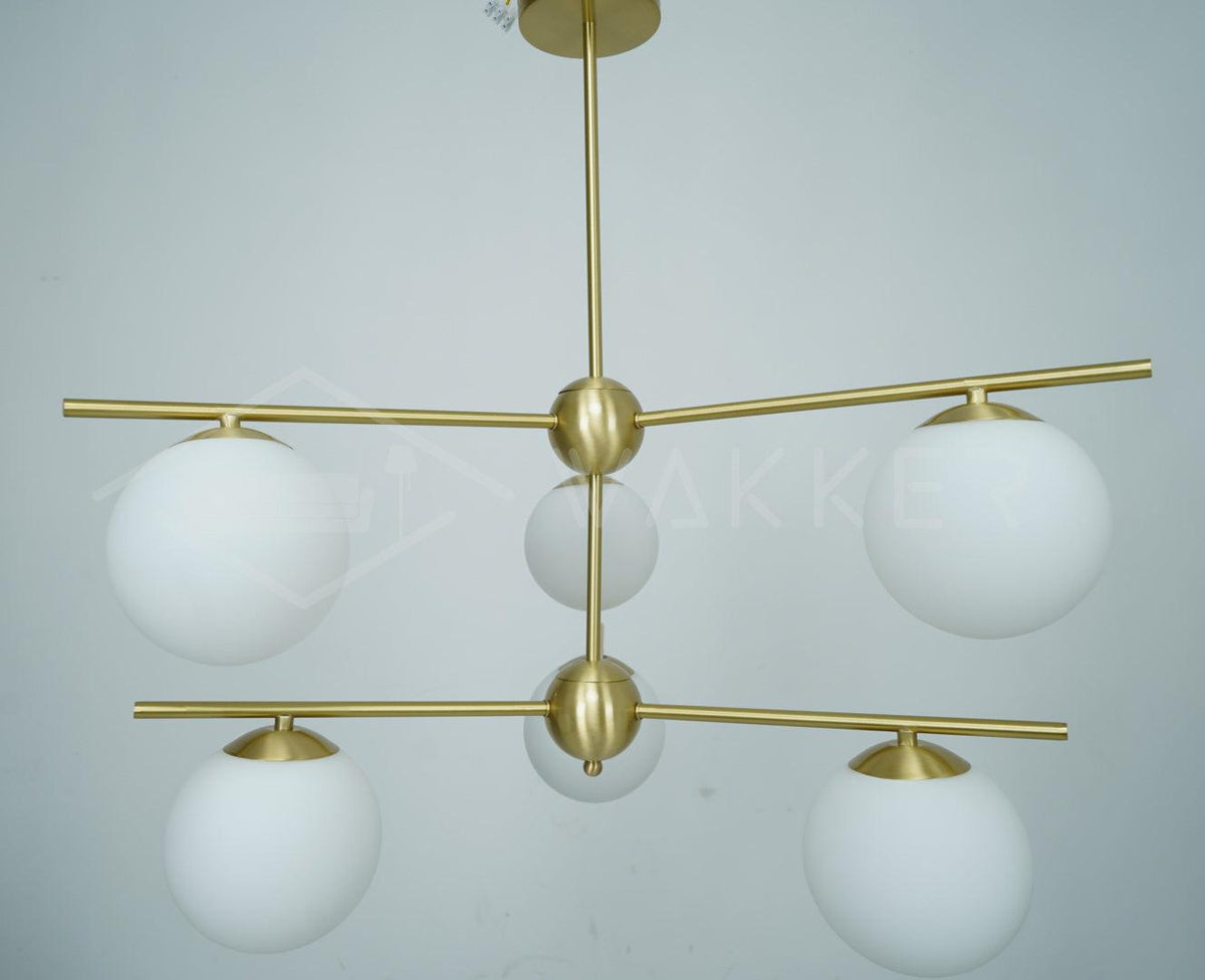 Casoella lámpara de araña esfera y tallo moderna dorada LED