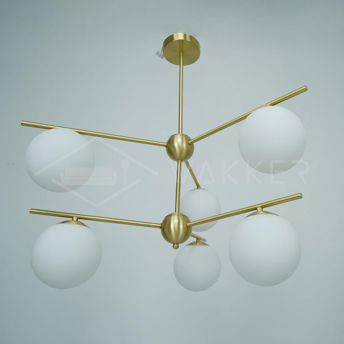 Casoella lámpara de araña esfera y tallo moderna dorada LED