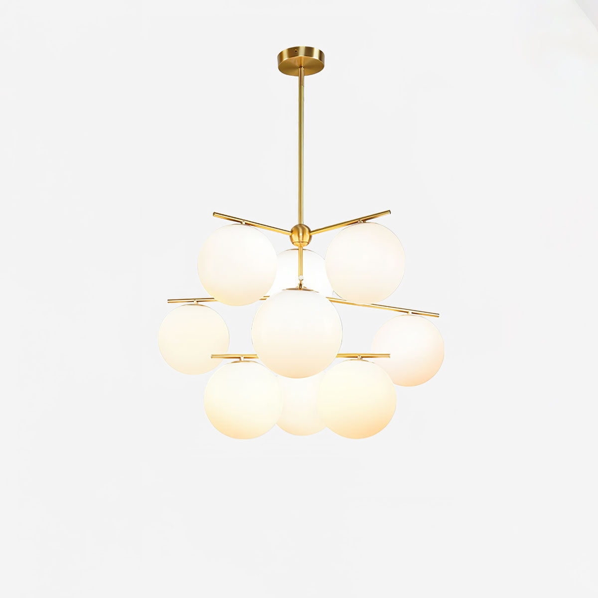 Casoella lámpara de araña esfera y tallo moderna dorada LED