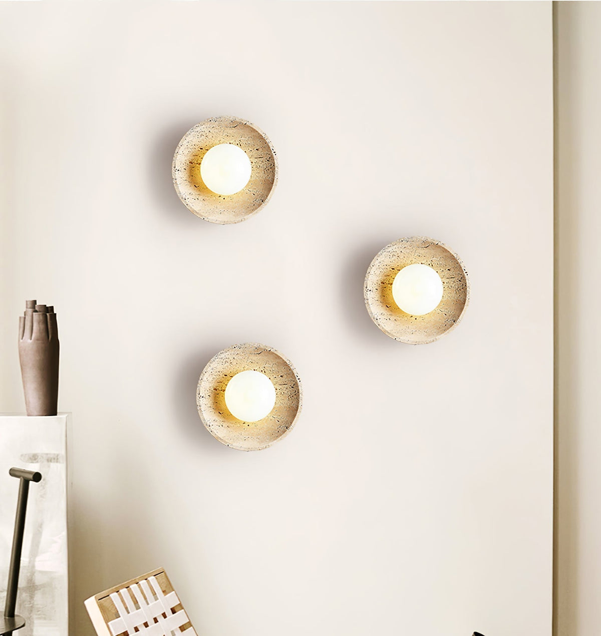 Hylso aplique de pared con pantalla de travertino