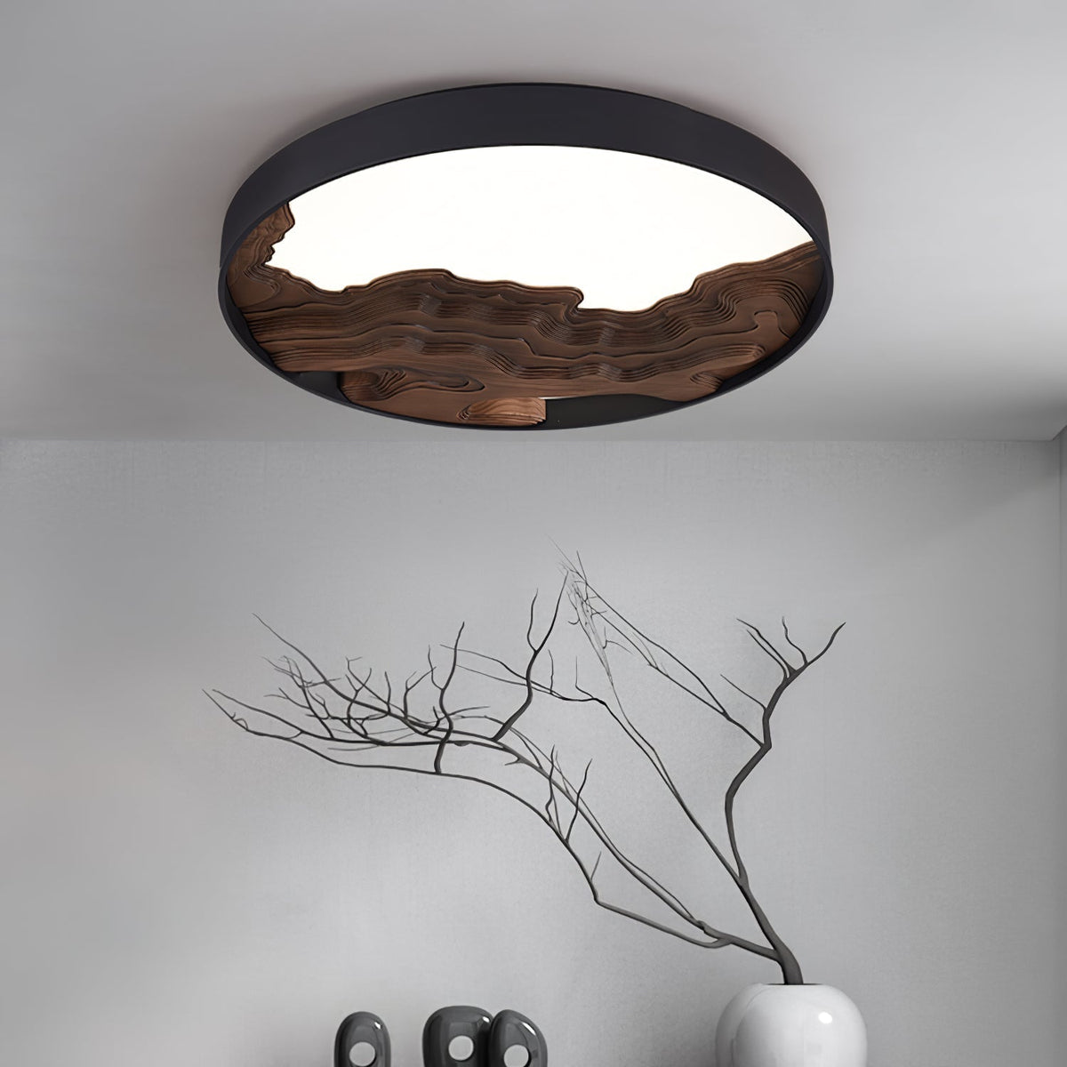 Rinaraine lámpara de techo de madera oriental natural