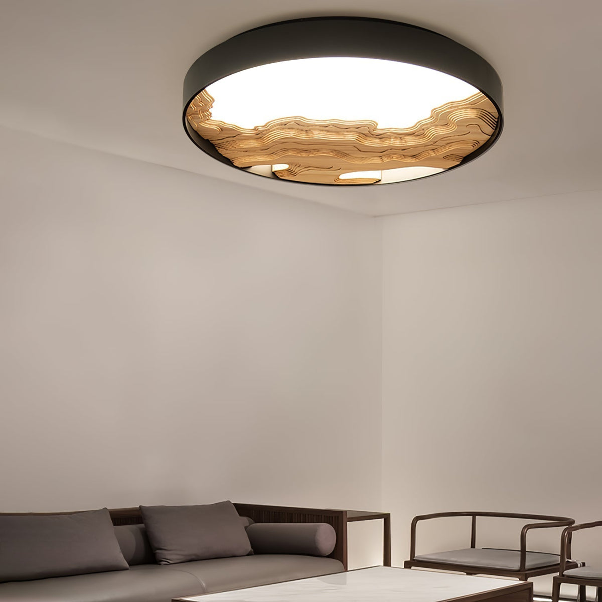 Rinaraine lámpara de techo de madera oriental natural
