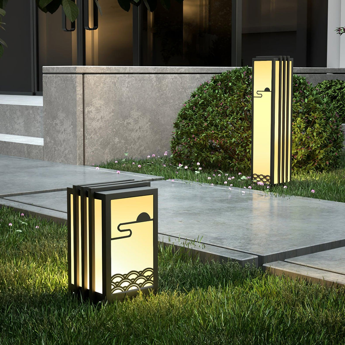 Rivenena luminaria exterior rectangular patrón amanecer minimalista para jardín